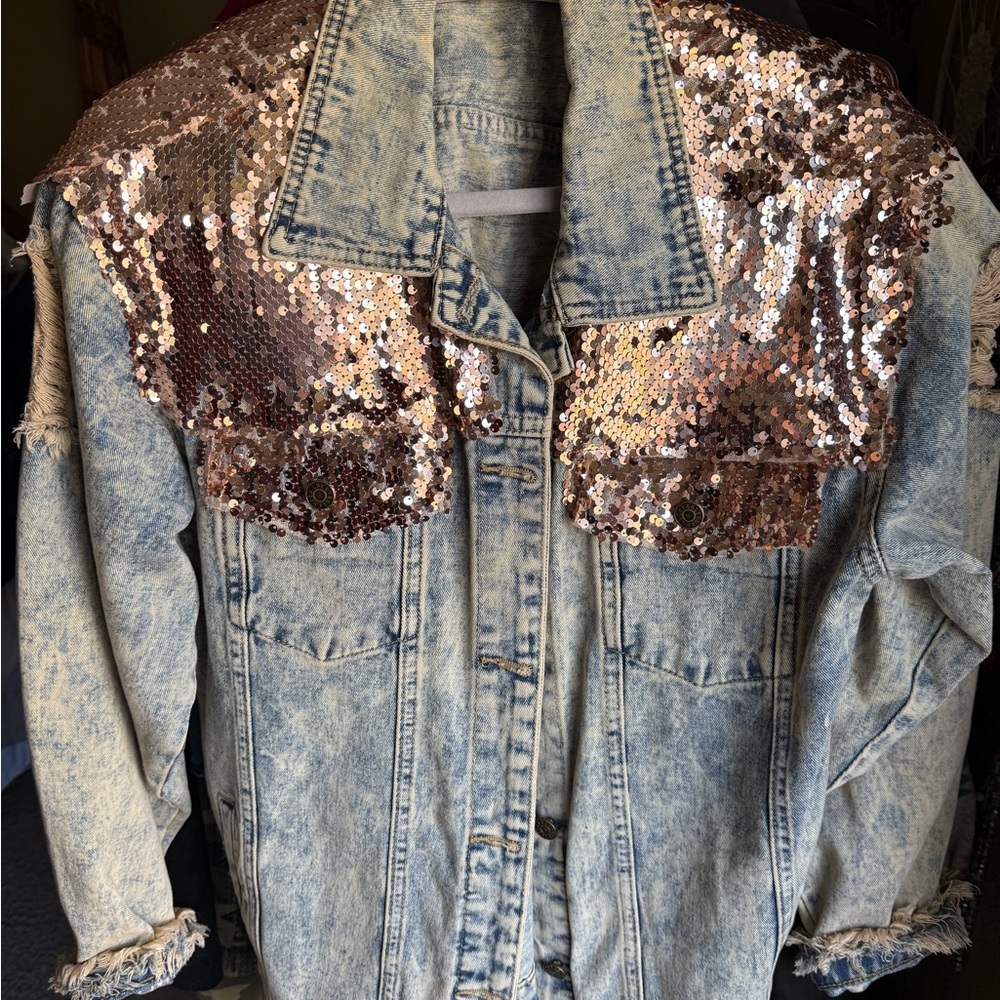 Sequin Embellished Denim Jacket